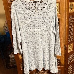 JEANNE PIERRE Light Blue Crochet Tunic